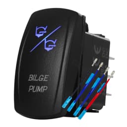 12V 24V Boat Trim Tabs Switch (ON)-OFF-(ON) Momentary Rocker Switch Waterproof Blue Light ON-OFF Toggle Switch With Harness