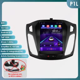 OSSURET 9.7inch 2 DIN Android 13 Car Radio for Ford Focus 3 MK 3 2011-2019 Multimedia Stereo Vertical Screen Carplay 360Camera