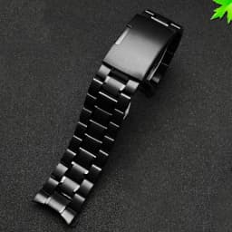 Curved End Solid Matte Stainless Steel Watch Band For Seiko Citizen Casio Timex 20mm 22mm Black Metal Strap Watch Accessories