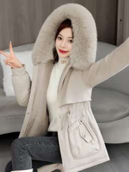 Women's Winter Jacket 2025 New Style Thickened Fleece Lined Waist-Cinching Warm Cotton Coat Long Sleeve Zipper Closure ...