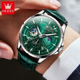 OLEVS Full Green Men's Watch Auto Date Waterproof Man Wristwatches
