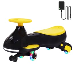 12V Electric Wiggle Car Kids With Pedal, 2 in 1 Rechargeable Ride On Swing Car, LED Wheels, Music, Touchscreen, 2 Speeds
