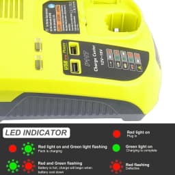 Battery Charger Compatible with Ryobi 12-18V Ni-CD Ni-MH Lithium Battery 85W Fast Charging Power Supply USB Port Indicator Light
