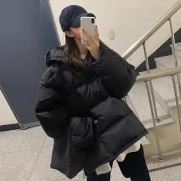 Korean Side Split 2026 Woman Outerwears Hooded Long Sleeve Parkas Winter Jacket Moda Chic Coats Loose Casual Clothes Women