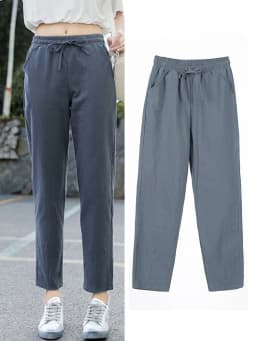 Women Spring Summer Pants Cotton Solid Elastic Waist Candy Colors Harem Trousers Casual Female Pants