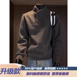 Thickened Stand Collar Sweatshirt Men's Casual Style Inner Wear Base Shirt Heavyweight Leisure Top for Autumn Winter
