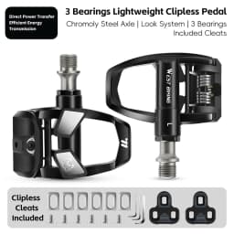 WEST BIKING Road Bike Self-Locking Pedals Lightweight Nylon 3 Sealed Bearings Clipless Pedals Compatible With LOOK KEO System