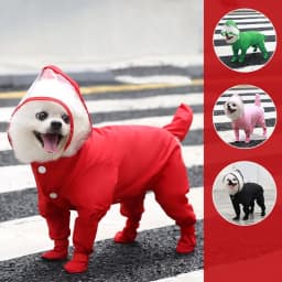 Waterproof Dog Clothes Small Dog Raincoat with Rain Shoes Boots Overalls Jumpsuit Pet Cat Puppy Rain Coat with Transparent Hood