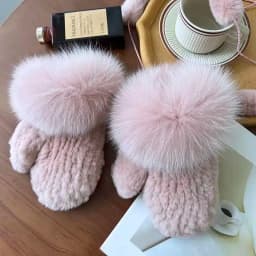 Real Rex Rabbit Fur Gloves For Women Winter Plush Thickened Warm Real Fur Gloves Handmade Knitted Fur Gloves Keep Warm Mittens