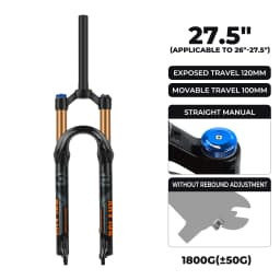 Bolany New Upgraded MTB Front Fork 32mm Bicycle Air Fork 27.5/29 Inch Mountain Bike Air Supension 120mm Travel Magnesium Alloy
