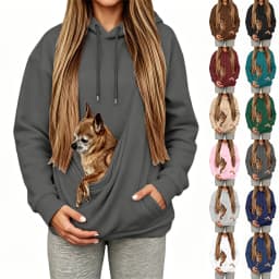 Unisex Fall And Winter Casual Solid Color Portable Pet Pouch Hoodie Funny Pullover Thin Tunic Hoodie