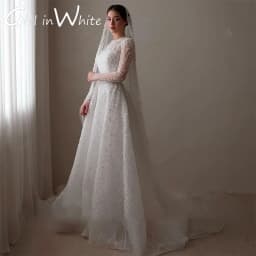 Wedding Dress Bead O-Neck 2026 Embroidery A-Line Ballgown Long Sleeves Lace Applique Customized Bride Dress Vestido De Novia