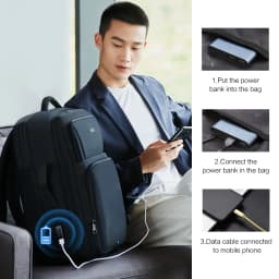 OIWAS Large Capacity Expandable Laptop Backpack USB Charging Port 17.3Inch Waterproof Business Travel Computer Bag for Men Women