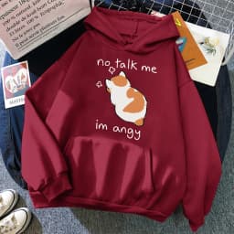 No Talk Me Cute Angry Cat Print Women Hoody Hip Hop Soft Hoodies Casual Fleece Pullovers Oversize Fleece Woman Streetwear