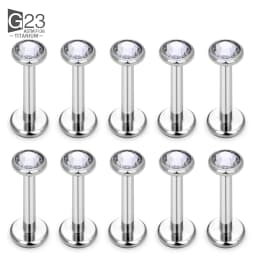 10Pc 20/18/16g G23 Titanium Piercing CZ Lip Labre Earrings Set Lip Stud Ring Tragus Free Spiral Cartilage Piercings Body Jewelry
