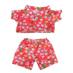 42cm Plush Bear Clothes Cartoon Print Shirt & Shorts Set, Casual Summer Outfit for 16-18 Inch Teddy Bear & Plush Dolls Toy Gift