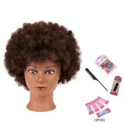 Afro Mannequin Head 100% Real Hair Traininghead Styling Head Braid Hair Dolls Head for Practicing Cornrows and Braids 6inches
