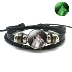 Glow In The Dark Wolf Head Bracelet Multilayer Leather Bracelet Charm Women Men Fashion Luminous Bracelets Wolf Jewelry
