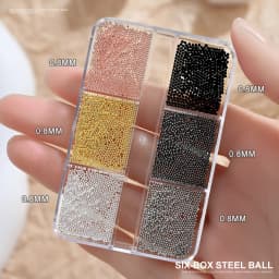6 Grids Transparent Crystal Nail Pile Diamond Luxury Heart Square Nail Art Rhinestones Gems Sparkle Glass Nail Stones DIY Charms