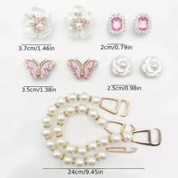 Combination Series DIY Shoe Charms for Crocs, Pearl Shoe Chains & Shoe Decorations (50PCS) Shoe Accessory Set
