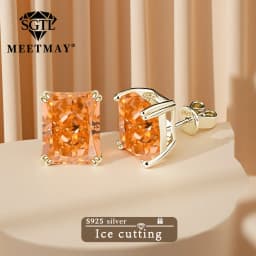 Bocarman Ice Cut Zircon Stud Earrings S925 Silver Paraiba Tanzanite Blue Mint Green Rectangular Multicolor Women Fine Jewelry