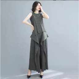2025 New Pleated Pants Irregular Wide-legged Pants Simple Loose Large Size with Elastic Formal Occasions Commuter Women's