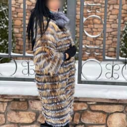 Women's Striped Real Silver Fox Fur Coat, Long Cardigen with Wool Lining, Big Size Clothes, Elegant Outwear, Spring, Lux18A09164