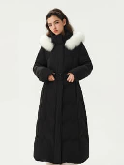 DUSHU Plus Size Mountain Ridge Down Jacket Women Stand Collar Hooded Long Puffer Coat 2026 Winter New Windproof Warm Outerwear
