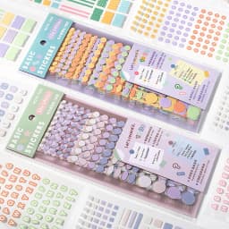 12 sheets Korean style artistic dots alphanumeric markers die-cutting sticker DIY handmade materials scrapbook decorative sticke