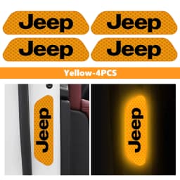 For Jeep 4pcs Car Logo Door Reflective Strips Sticker Security Warning Stickers Accessories Cherokee Wrangler JK Gladiator