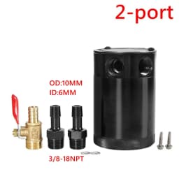 Universal Air Oil Separator Car 2-Port/3-Port Oil Catch Can 1 Outlet+2 Inlet With Breathing Filter And Oil Drain Valve Filter