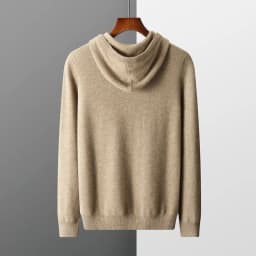 DjzDsm 100% Merino Wool Men's One-piece Ready-to-Wear Hoodie Knitted Sweatshirt Autumn Winter Casual Large Top Long Sleeved