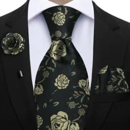 Peacock Blue Floral Print 2-Piece Tie & Pocket Square Set for Men Wedding Business Casual Stylish Accessories