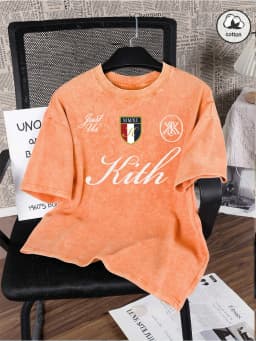 Just Us Kith Art Letter Printing Washed T-Shirt Men'S Cotton Oversized T Shirts Casual O-Neck Distressed Tops Summer Men Clothes
