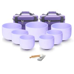 Colored Quartz Crystal Singing Bowl 7pcs Chakra Set Sound Healing Meditation with/without Free Carry Bags