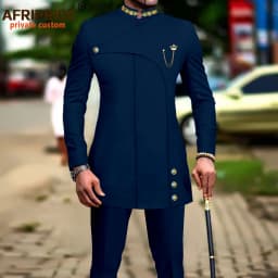 Men's 2 Pieces Suit Elegant Single Breated Slim Fit Embroidery Blazer Pants Set African Clothes Party Wedding A2316025