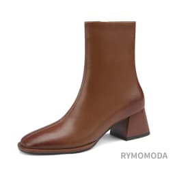 Women Ankle Boots Handmade Luxury Genuine Leather Medium Heels Zipper Black Short Boot Elegant Female Booties Designer Shoe 42