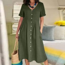 Women New Loose Boho Button Pockets Vintage Ruffles Befree Summer Elegant Party Dress Summer Party Maxi Dresses