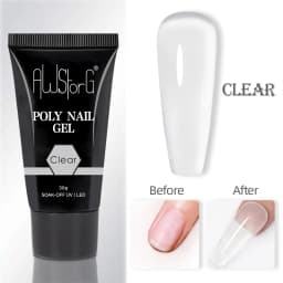 AWStorG Hema Free Poly Nail Gel 30ML Acrylic Gel Finger Extension Transparent Nail Art Extension Quick Building Soak Off UV