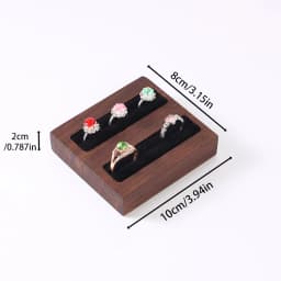 Walnut and Beech Wood Ring Display Tray, Fashionable High-end Accessory Display Stand Holder, Black Beige Ring Storage Rack