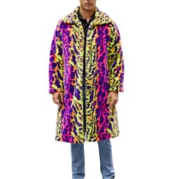 Contrasting Leopard Print Imitation Fur Plush Coat Warm Autumn and Winter Coat Jacket for Men