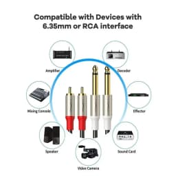 6.35mm To RCA Cable Dual 1/4 TS Male To Dual RCA Male Stereo Audio Cable for Guitar AV Receiver Speaker Amplifier Home Theater