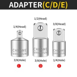 Onnfang Socket Adapter Ratchet Wrench Drive Head 1/4 to 1/2 to 3/8 Chrome Vanadium Steel Car Bicycle Garage Home Repair Tool