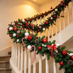 Garvee 6/9ft Christmas Garland Wreath Artificial Pine with Pinecones and Berries Xmas Tree Hanging Ornaments for Home Outdoor Yard Party Door Fireplace Stair Decoration