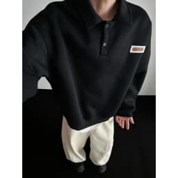 Autumn Men's Casual Solid Color Polo Neck Sweatshirt American Style Couple Loose Long Sleeve Turn down Collar Top Hoodies