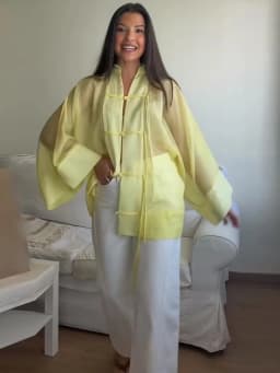 Elegant Chinese Style Frog Button Blouse Sheer Wide Sleeve Loose Fit 2026 Summer Office Casual Chic Breathable Wear Women Top