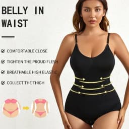 1 Piece Solid Seamless Brief Shaping Shapewear Bodysuit, Tummy Control Butt Lifting Slimmer Body Shaper, Women's Underwear