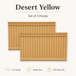 1:12 Dollhouse Wainscoting Panels Miniature Wall Decor, Matte PLA Glue-On Beadboard Trim, 5 Colors for DIY Dollhouse Rooms