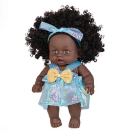 8inch 20cm American African Black Doll with Clothes Full Vinyl Body Curly Hair Doll Realistic Black Baby Doll Girl Birthday Gift