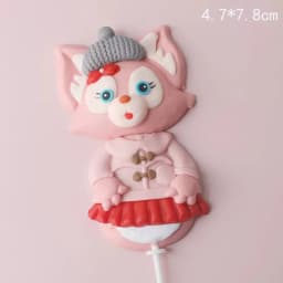 Cute Pink Fox Bow flower Rainbow Cake Toppers Girl's Birthday Dessert Decoration for Children's Day Party Supplies Lovely Gifts